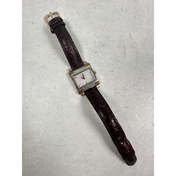Bulova Watch Womens 24mm Two Tone MOP Dial Brown Band 98L002 Quartz New Battery main image 11